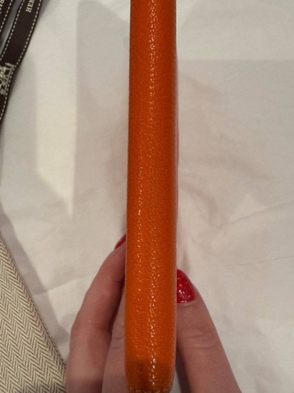 Hermes Orange Leather Passport Holder COA - Picture 7 of 8